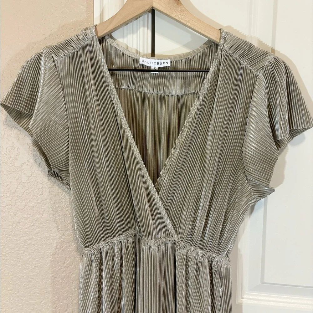 Baltic Born Athena Gold Pleated Maxi Dress - Picture 3 of 12